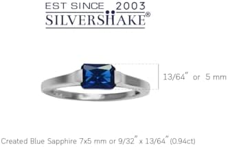 Silvershake Created Octagon Blue Sapphire September Birthstone 925 Sterling Silver Solitaire Gemstone Ring Size 10 - 3
