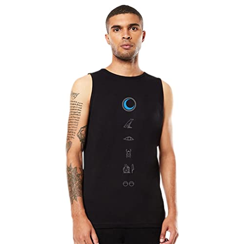 Image of Bewakoof Men Make Tracks Graphic Print Blue Sleeveless Round Neck Vest