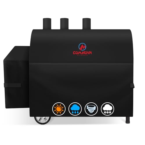 Comnova Grill Cover for Char Griller 3-Burner Dual Fuel - 600D Smoker Cover for Char Griller Gas and Charcoal Grill Cover Fits Models 5050 5650 CG30282825 without Side Fire Box - 65L x 29W x 48H
