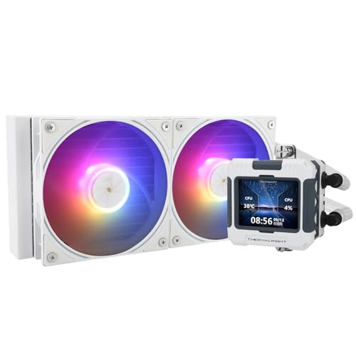 Thermalright FW 240 Weiß ARGB CPU-Wasserkühlung mit 2 PWM-Lüftern, IPS 320 * 240 Auflösung LCD-Bildschirm,240 AIO-Kühlung,flüssiger CPU-Kühler für Intel PC Aio-Kühler: AM4/AM5/LGA1700/1851
