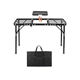 mophrati de parrilla plegable de altura ajustable, mueble exterior portátil metal, ideal para barbacoas camping y días playa, con una larga vida útil. Tablero malla, metálica,