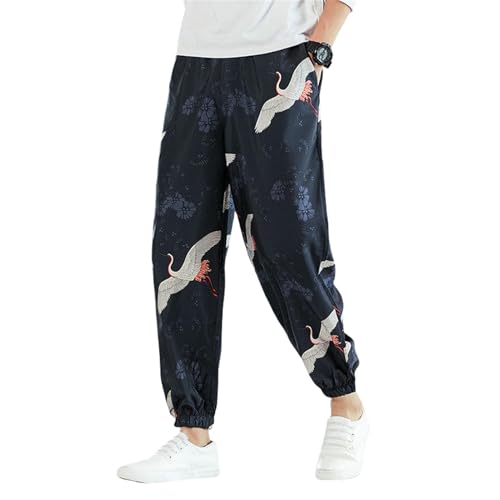 Pantalon long décontracté style chinois imprimé pour tenue casual homme