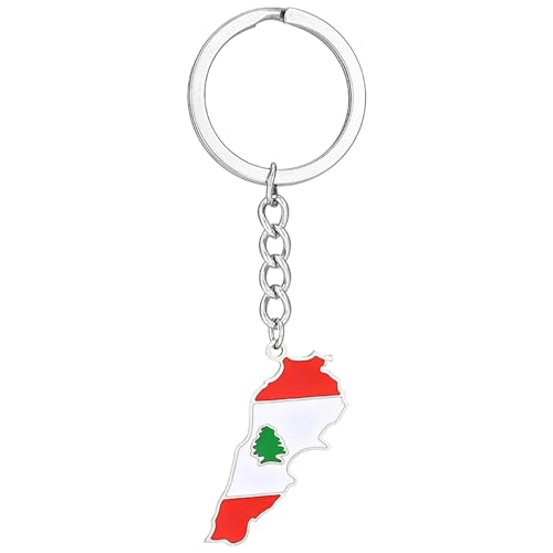 ROYALEAD Lebanon Map Key Chain for Women Men Steel Gold