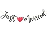 Just Married Decoration Banner with Glitter for Wedding Reception Car Room Wall Wedding Photo Props