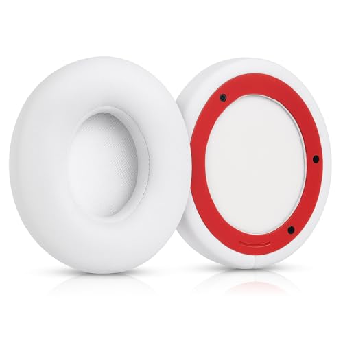 Almohadillas de repuesto de cuero de proteína premium para Beats Solo 2 y 3 - Almohadillas de espuma viscoelástica suaves con herramienta de metal, paño de limpieza y video de instalación (Blanco) miniatura 5