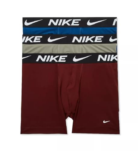 Nike Men's Dri-FIT Essential 3-pack Microfiber 4-Inch Boxer Trunks - Dark Stucco/Court Blue/Dk Team Red, X-Large