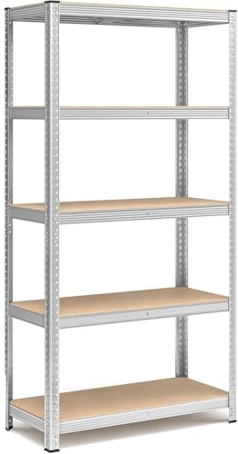 Bricodem Scaffale in Metallo Zincato e MDF Per Carichi Pesanti