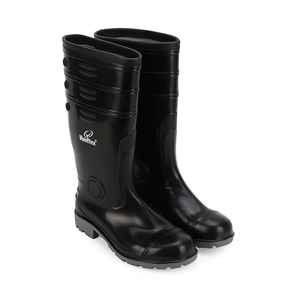 Vaultex Wellington Pro Men’s PVC Gumboots - Black | Oil and Chemical Resistance Rainwear Gumboots For Industrial Purpose | Waterproof & Durable Construction | Grey Sole - 1 Pair (B0D6NB8F1L) Amazon Price History, Amazon Price Tracker