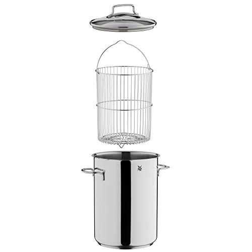 WMF Spargeltopf hoch mit Glasdeckel 16cm, Spargeltopf Induktion, Dampfgarer 5l, Cromargan Edelstahl poliert… – Ansicht 3