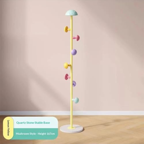 Image of HomeCloud Heavy-Duty Steel Coat Hanging Stand for Home & Boutiques-Freestanding Clothes Hanger Rack for Coats, Jackets, Hats, Bags & Daily Garments (Yellow)