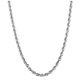 26' 14K White Gold 5.5mm Shiny-cut Rope with Lobster Clasp Chain Necklace