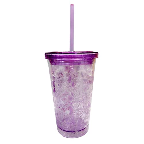 Image of BonZeal Pack of 1 Acrylic Freezing Gel Purple Peppa Pig Sipper Tumbler with Lid Straw 450 ml
