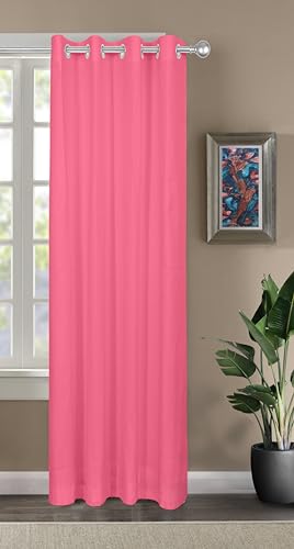 Image of THE LINEN COMPANY Cotton Room Darkening Curtain, Light Blocking Curtain 10 feet with Eyelet Rings for Long Door 1 Pcs Set for Living Room, Bedroom (4.5ft x 10ft, Pink)