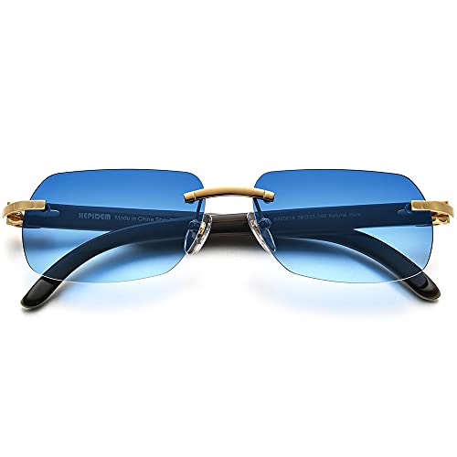Image of HEPIDEM 100% Really Buffalo Horn Handmade Sun Glasses Square Rimless Luxury BUffs Sunglasses 0816