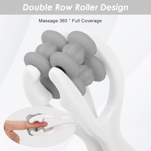Image of HANNEA Finger Massager Roller Acupressure Hand Tool Pain Relief Grey | Gentle Pressure Massage, Helps Ease Daily Hand Tension, Handheld Build, Dual Row Design, Compact Carry Size, Easy Manual Use