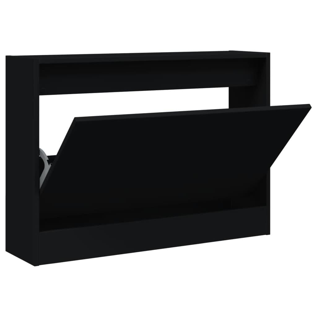 Schuhschrank Schwarz 80x21x57 cm Holzwerkstoff, Schuhschrank aus Holz, Lagerschrank, Perfekt für schmale Flure, Wohnzimmer, Schlafzimmer