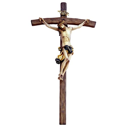 Cruz barroca policromada ChoralisWoodArt de 11cm de fina artesanía