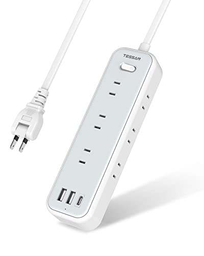 TESSAN 延長コード 2m 電源タップ usb たこあしコンセント テーブルタップ 9個AC口 2個type-Aポート 1個USB-Cポート電源コード type-c OA タコ足配線 マルチ 一括スイッチ付き 壁掛け 卓上 隙間 おしゃれ