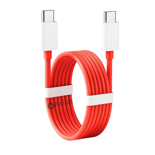 Image of Type C to Type C Cable Fast Charging - 100W | Warp /Dash /VOOC Compatible with OnePlus & USB Type C Devices | USB C to USB C Cable | Fast Data Sync & Smart Protection - Red