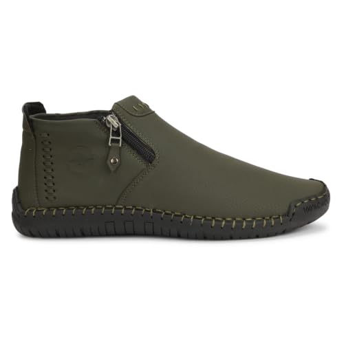 Image of Kraasa Men's Stylish Trendy Sneakers | High Tops Synthetic Side Zipper Casual Shoes | Ultra Soft Cushioned Insole | Airmix Sole Footwear