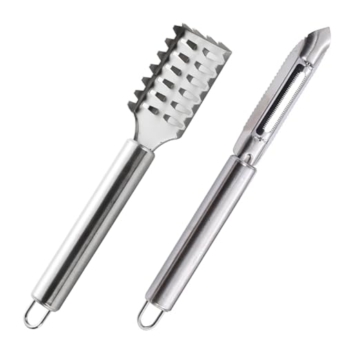 1 Stück Fischschuppenentferner Und 1 Stück Schäler, Heimküchenwerkzeuge, Multitool, Schälwerkzeug Aus Edelstahl