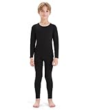 songcode Thermal Underwear for Kids Long Johns, Boys Thermal Underwear Set for Skiing, Base Layer Long Underwear Boy Winter Black