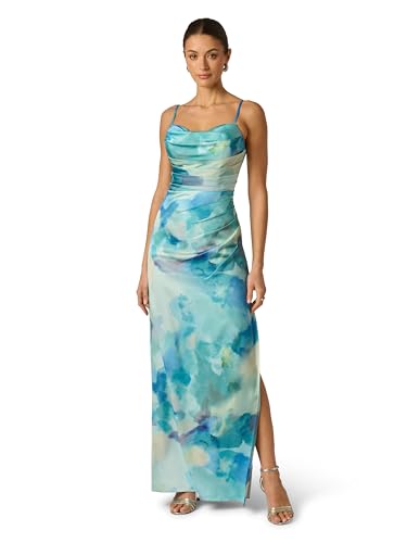 Image of Adrianna Papell Printed Sateen Long Dress