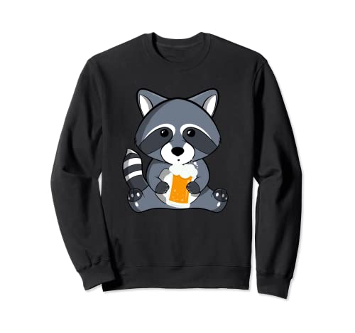 Divertido amante de la cerveza, lindo raccoon con cerveza, pinta de cerveza, amantes del alcohol Sudadera