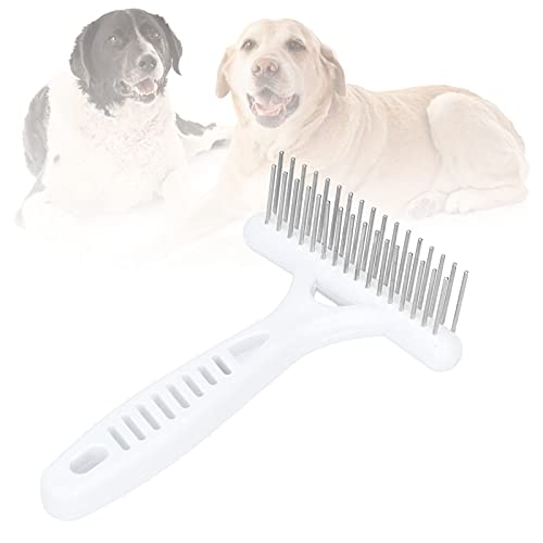 Cyrank Pet Double Row Rake, Dog Deshedding Dematting Brush Comb