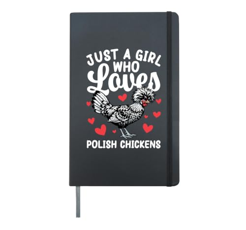 Polish Chicken Art For Girl Women Hen Farmer Polish Chicken Hardcover Journal, Black