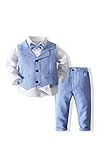 Abolai Baby Boys' 3 Piece Vest Set with White Shirt,Vest and Pant (Lightblue, 2-3 Years)