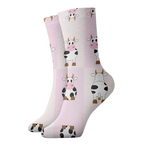 Zcmkjlg Calcetines de vaca gruesos y acogedores, calcetines casuales con estampado completo para hombres y mujeres, uso diario en casa