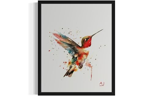 Décoration murale colibri : ravivez vos murs ternes avec cette aquarelle d'oiseau 25cm