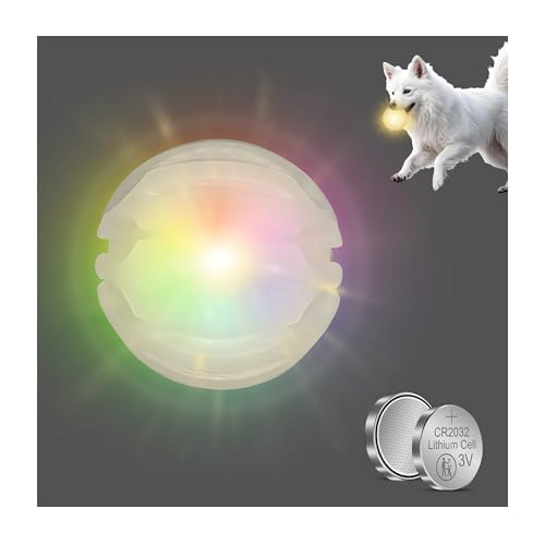 Easing Pelotas iluminadas para perros, bola de juguete para masticar mascotas con luz LED que cambia de color, bola duradera de rebote, juguete para perros que brilla por la noche, goma natural