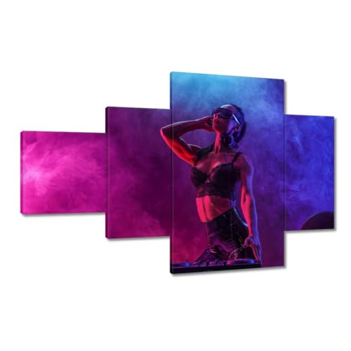 Peinture DJ féminin sur toile 130x80 cm pour déco murale