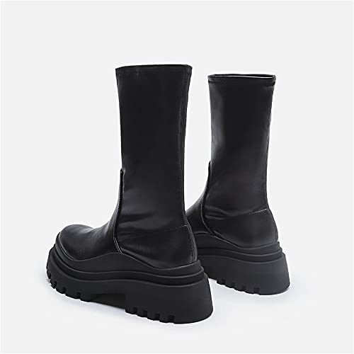 BB BEROBELLO FASHION IS AN ATTITUDE Women's High Platform Chunky Heel Goth Mid Calf Boots3