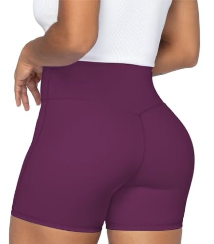 Image of Sunzel Women's High Waisted Crossover Waist Biker Shorts for Yoga Workout | 4-inch inseam, high waisted, tummy control, crossover waist, buttery soft, compression fit, close fit, for yoga and workouts