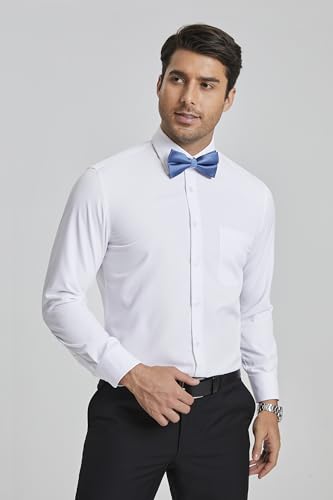 Image of HISDERN Bow Ties for Men Pretied Bowties Classic Formal Business Bow Tie Adjustable Tuxedo Bowtie for Wedding Party