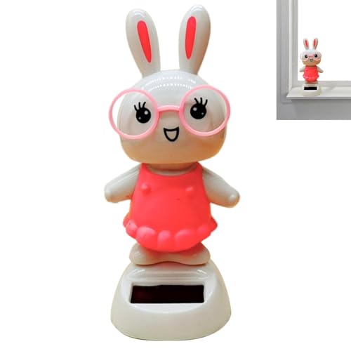 Conejito de Baile Solar, Figuras de cabezones solares, cabezones de Tablero, Lindo Conejito sacudiendo muñeca de Baile Solar, muñeca Decorativa de Bailarina Solar Creativa para Escritorio