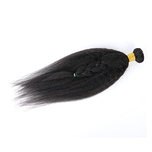 Kinky Straight Human Hair 1 Bundles Natural Black Yaki Straigh Brazilian Virgin Remy Hair Grade 10A 100% Unprocessed Kinky Straight Human Hair Extensions (16 Inch, Single Bundle) - Image 3