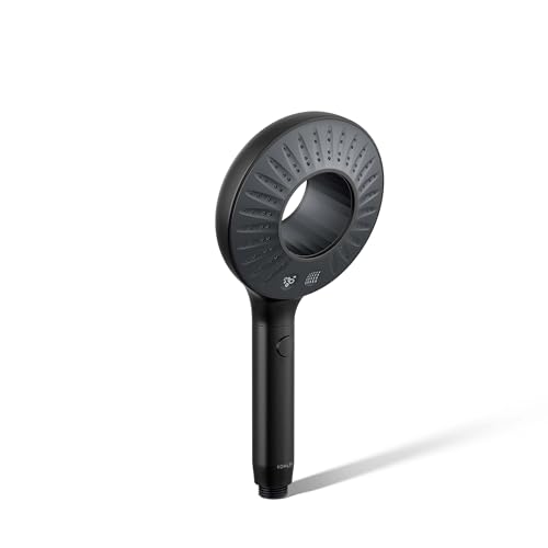 KOHLER K-28681-G-BL SpaViva Two-Function Handheld Showerhead, Round High Pressure Shower Head, Compatible with SpaViva Cleansing Device, 1.75 GPM, Matte Black