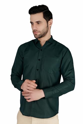 Image of Mens Slim fit Solid Casual Cotton Shirt with Spread Collar and Full Sleeves || Suitable for Office wear