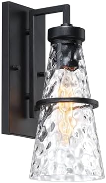 DESIGNERS FOUNTAIN Field Daisy Lane 1-Light Black Outdoor Hardwired Wall Light Sconce, 6" W x 14" H x 7.5" E, D327M-14EW-BK
