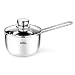 Produktbild Amazon Brand - Umi Kochtopf aus Edelstahl Mit Glasdeckel, Klassischer Milchtopf zum Aufkochen von Milch, Kasserolle zum Kochen, Backofen- und SpüLmaschinenfest  16 cm/1,5 L