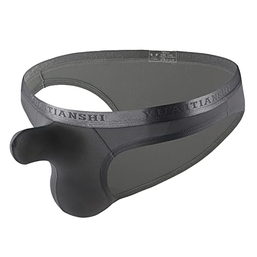 unbekannt Calzoncillos de nailon para hombre, talla grande, cintura baja, sexy, calzoncillos tipo bóxer, calzoncillos a cuadros para hombre, gris, L