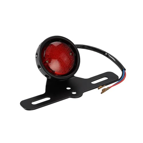 Feu stop arrière de moto à LED rétro rouge avec support plaque d'immatriculation Chopper Bobber