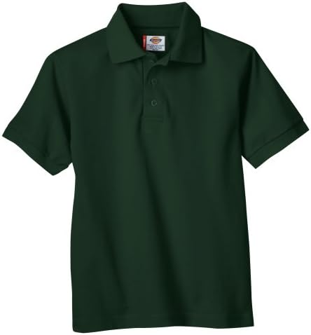 Dickies Big Boys' Short Sleeve Pique Polo Shirt, Hunter Green, Medium (10/12)