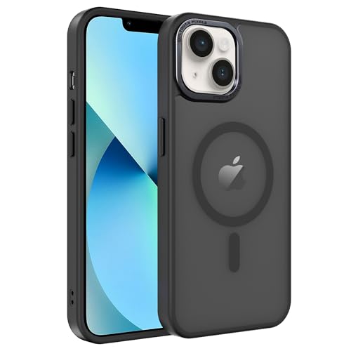 Image of Magnetic iPhone 13 mini,Compatible with Magsafe, Military-Grade Protection,Slim Translucent Matte Shockproof with Anti-Scratch Anti-Fingerprint Phone Cover (Black, iPhone 13mini)