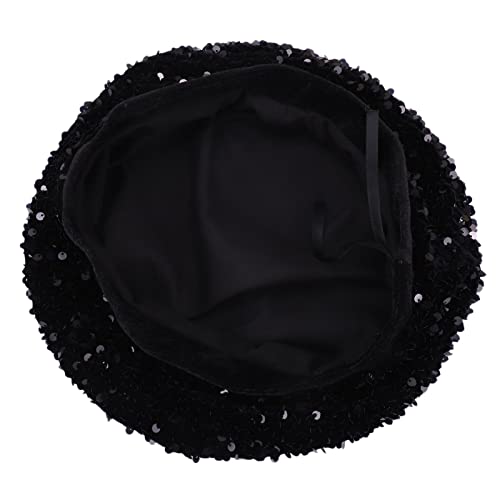 Ewaycom Women Sparkly Sequin Beret Hat Shining French Style Beanie Fashion Artist Hat Black #TOP4