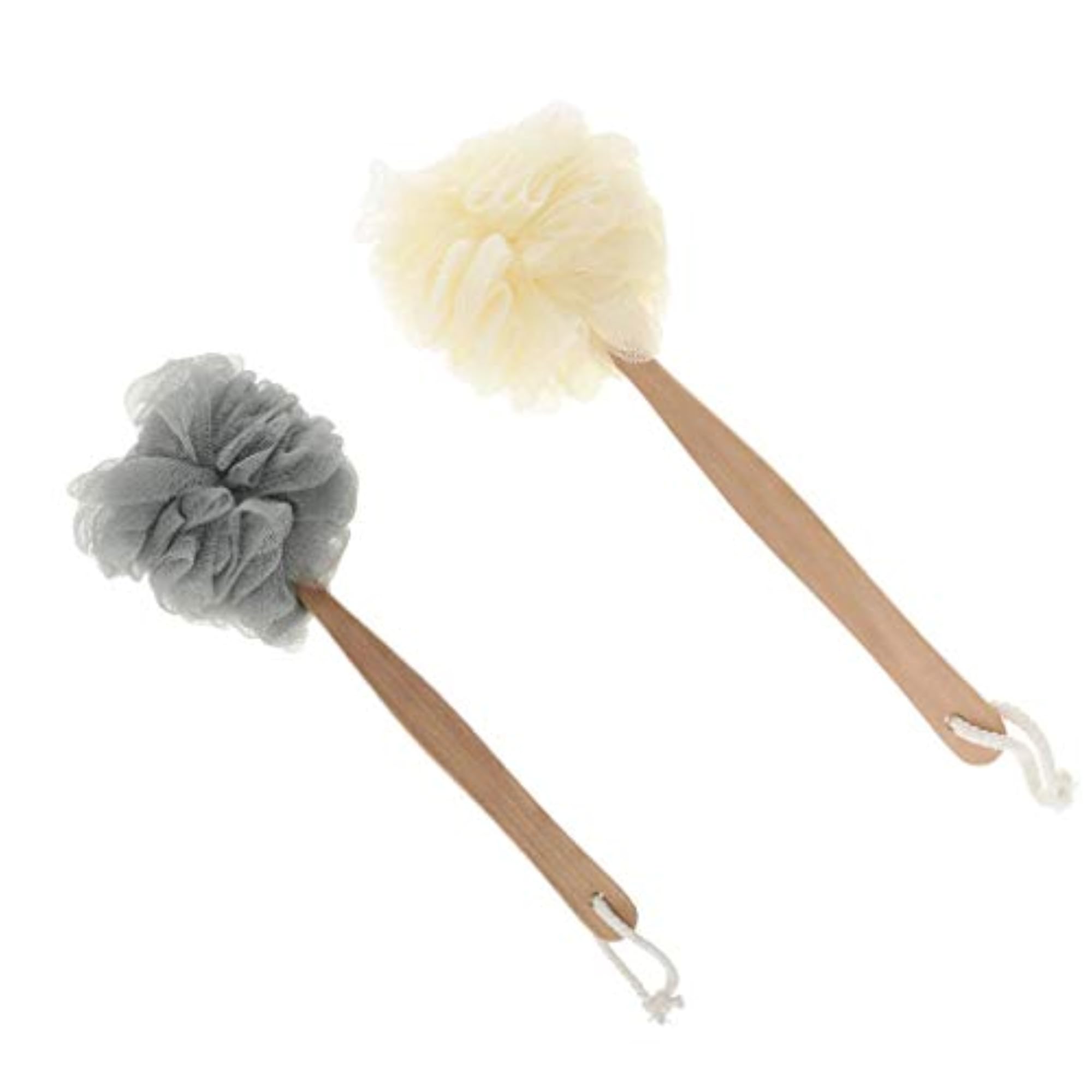Long Handle Exfoliating Mesh Shower Puff Scrubber, 2 Piece Set